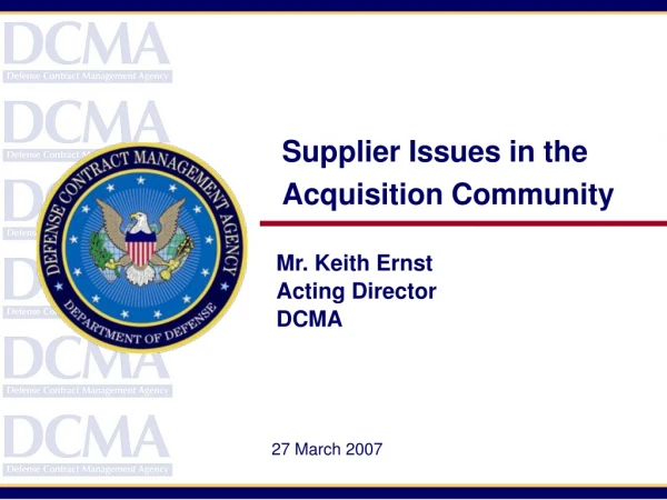 Supplier Issues in the Acquisition Community