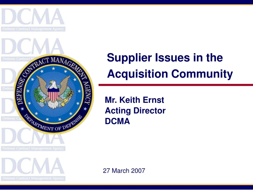 supplier issues in the acquisition community