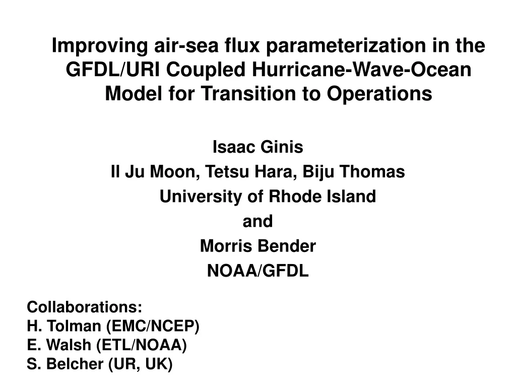 improving air sea flux parameterization