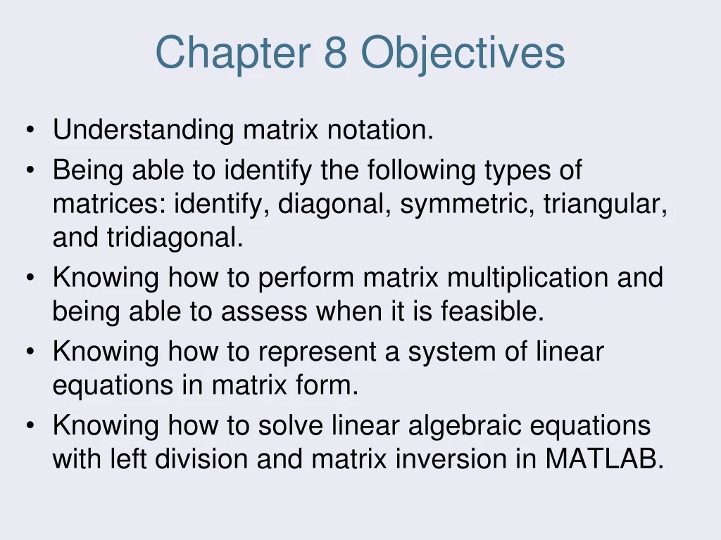 chapter 8 objectives