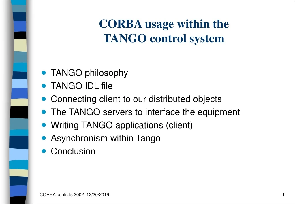 corba usage within the tango control system