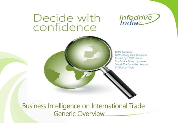 Business Intelligence on International Trade 		Generic Overview