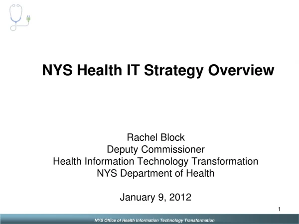 NYS Health IT Strategy Overview