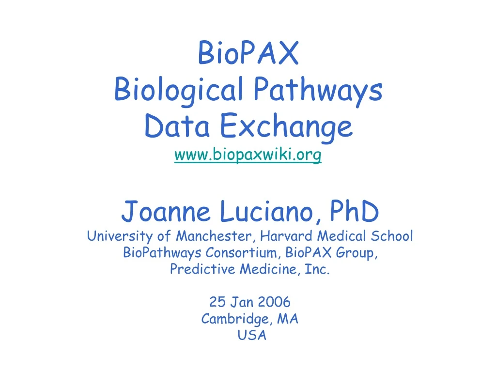 biopax biological pathways data exchange www biopaxwiki org