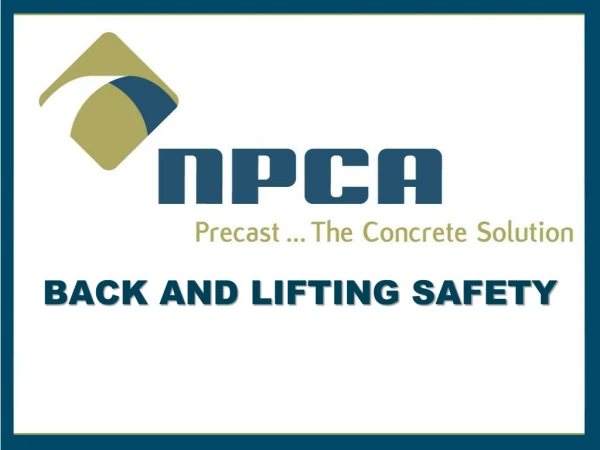 BACK AND LIFTING SAFETY