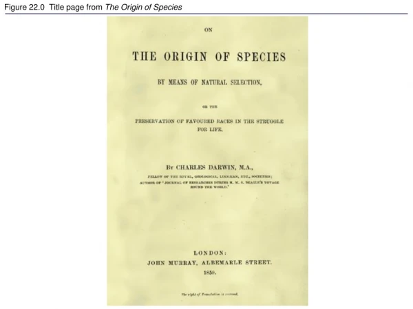 Figure 22.0  Title page from  The Origin of Species