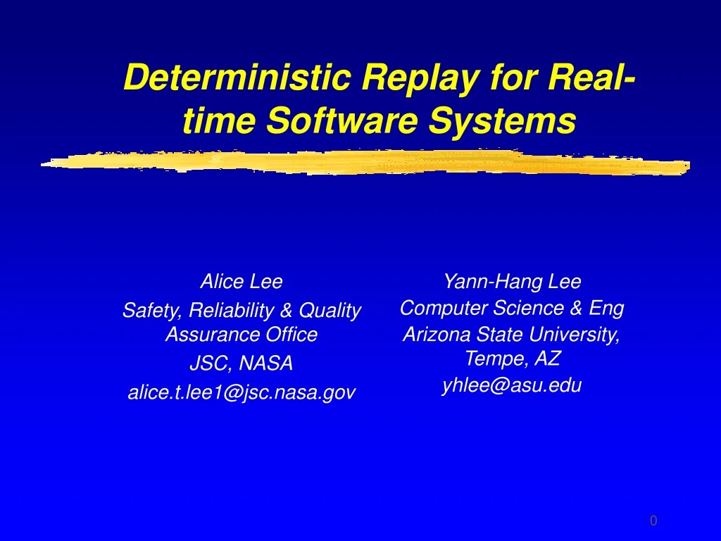 deterministic replay for real time software