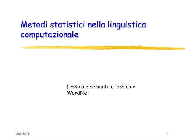 Metodi statistici nella linguistica computazionale