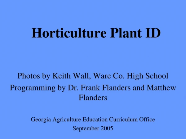 Horticulture Plant ID