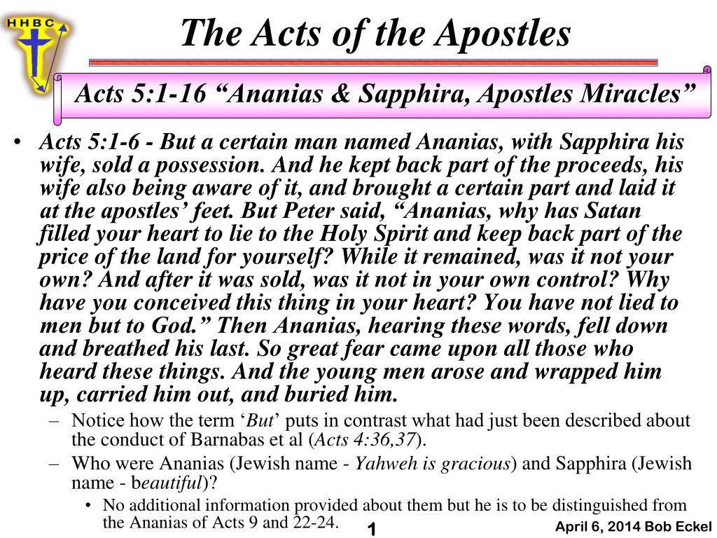 acts 5 1 6 but a certain man named ananias with