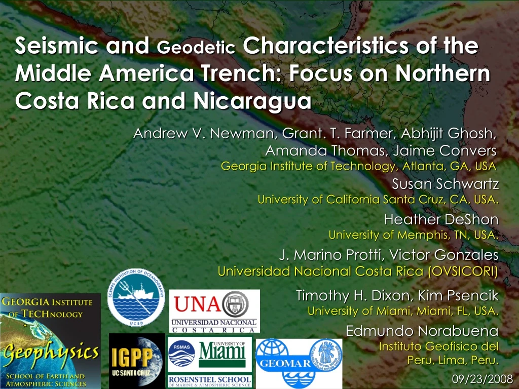 seismic and geodetic characteristics