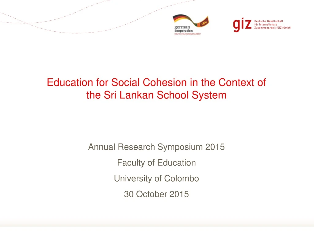 education for social cohesion in the context of the sri lankan school system