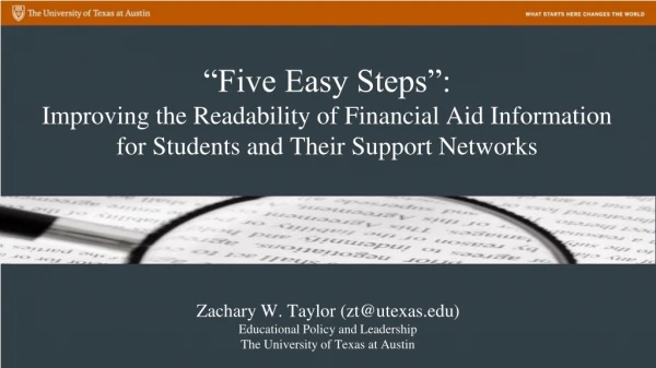 Zachary W. Taylor ( zt@utexas ) Educational Policy and Leadership
