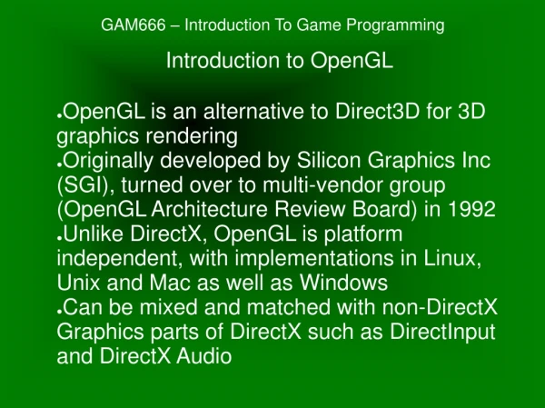 GAM666 – Introduction To Game Programming