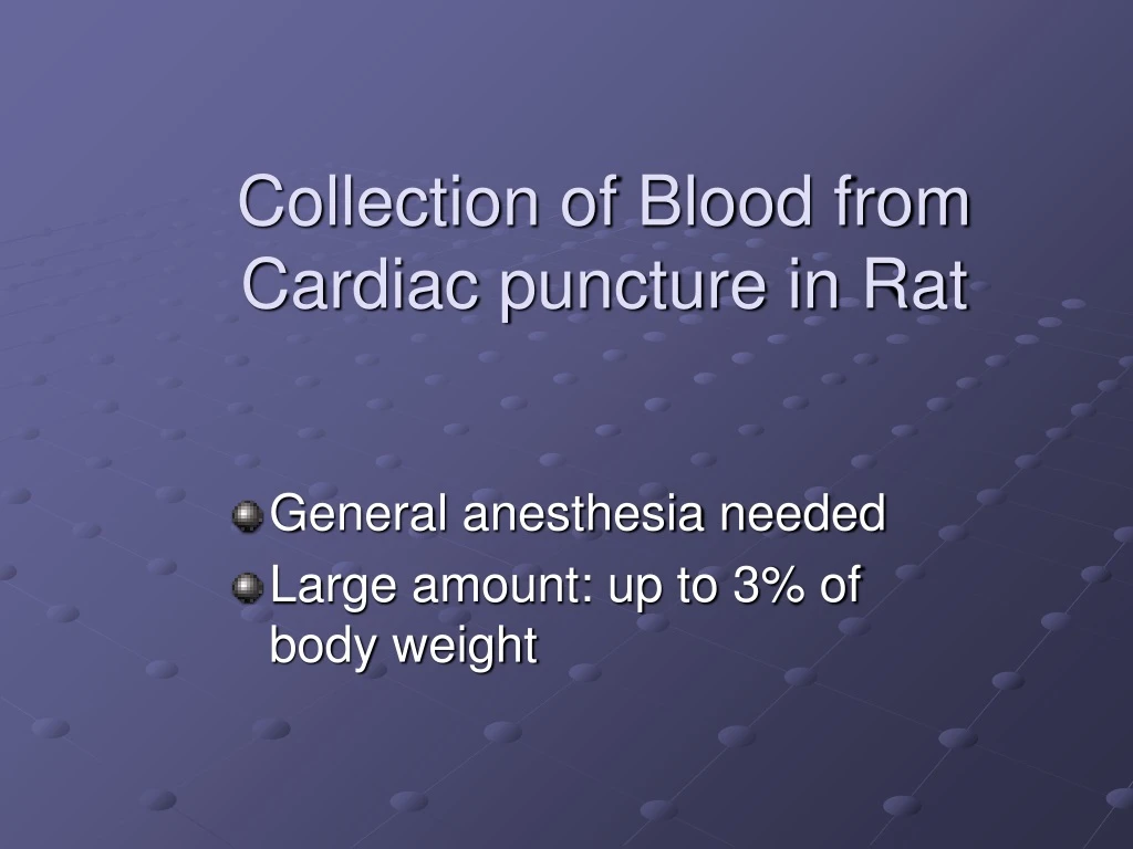 collection of blood from cardiac puncture in rat