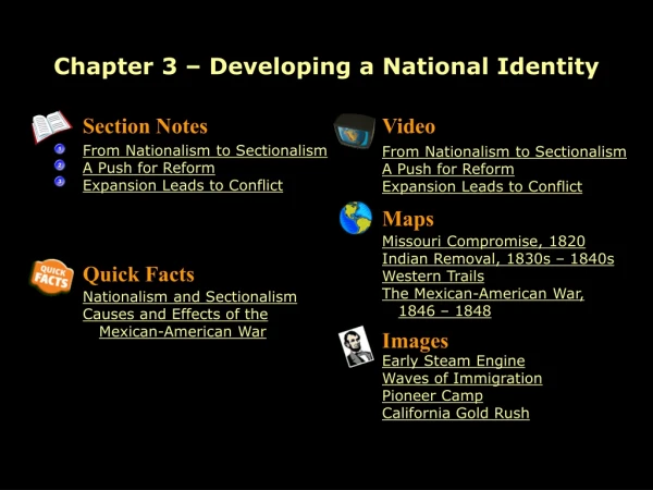 Chapter 3 – Developing a National Identity