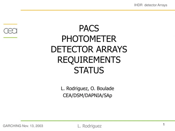 PACS PHOTOMETER DETECTOR ARRAYS REQUIREMENTS STATUS