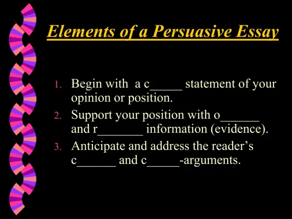 Elements of a Persuasive Essay
