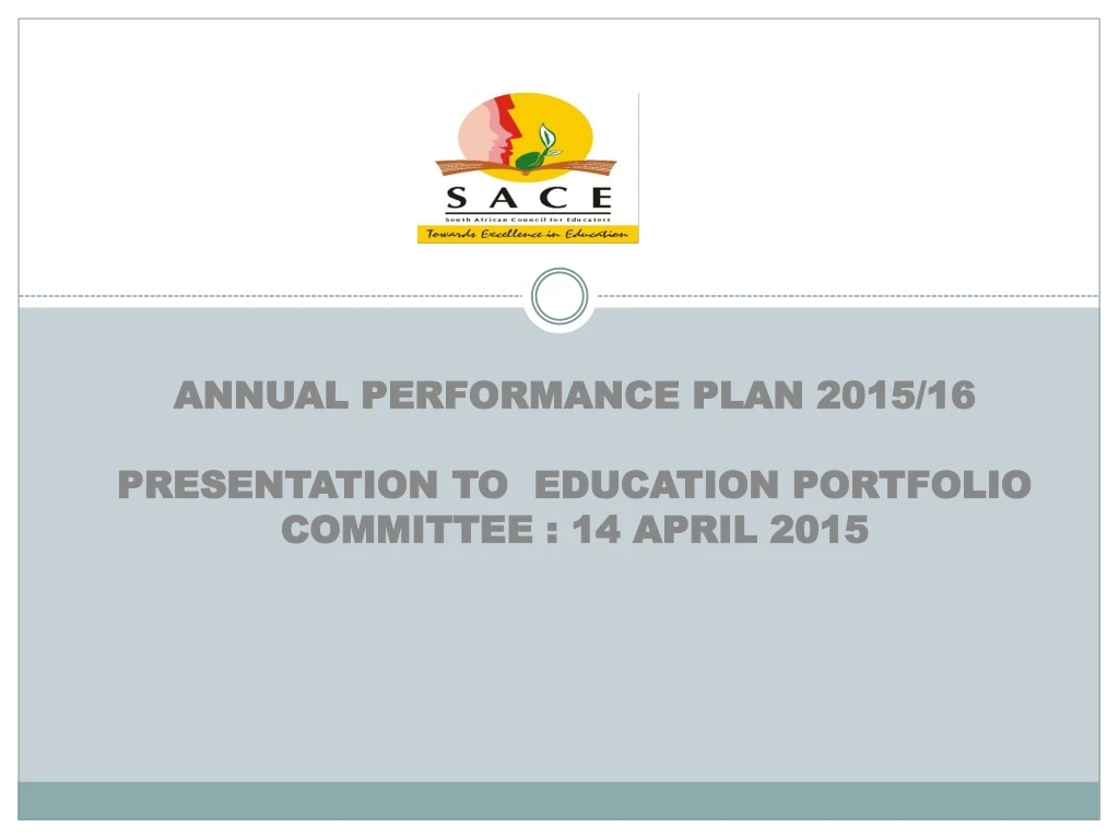 annual performance plan 2015 16 presentation to education portfolio committee 14 april 2015
