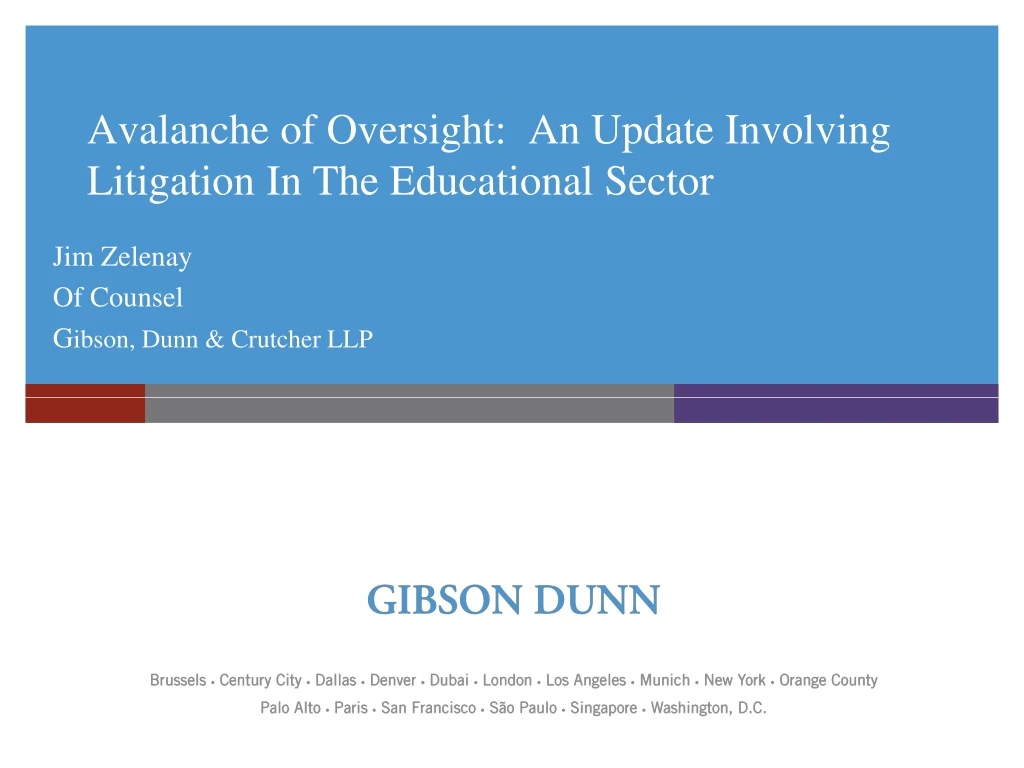 avalanche of oversight an update involving litigation in the educational sector