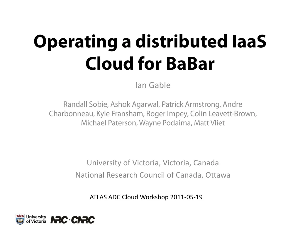 operating a distributed iaas cloud for babar