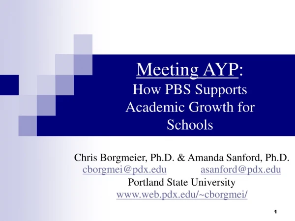 Meeting AYP :  How PBS Supports Academic Growth for Schools