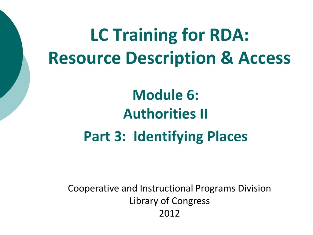 lc training for rda resource description access