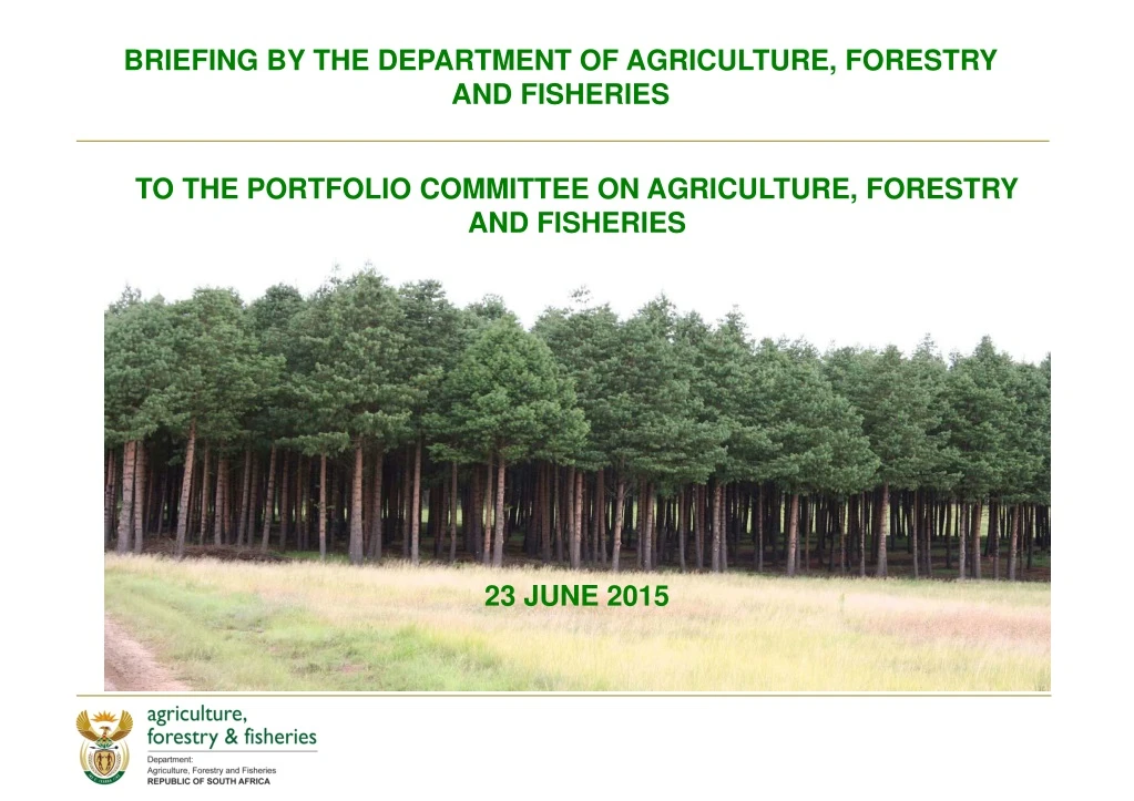 briefing by the department of agriculture