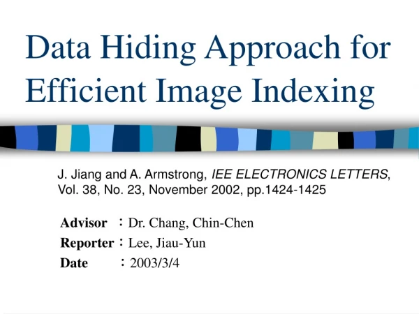 Data Hiding Approach for Efficient Image Indexing