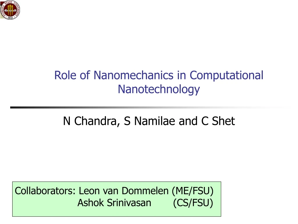 role of nanomechanics in computational nanotechnology