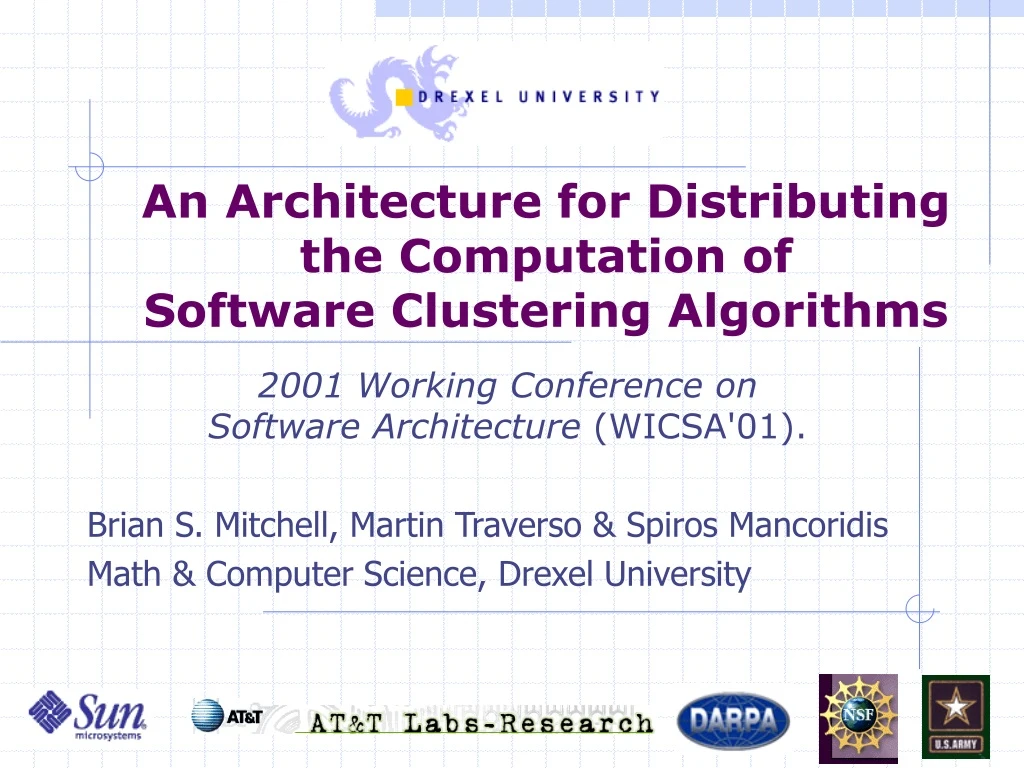 an architecture for distributing the computation of software clustering algorithms