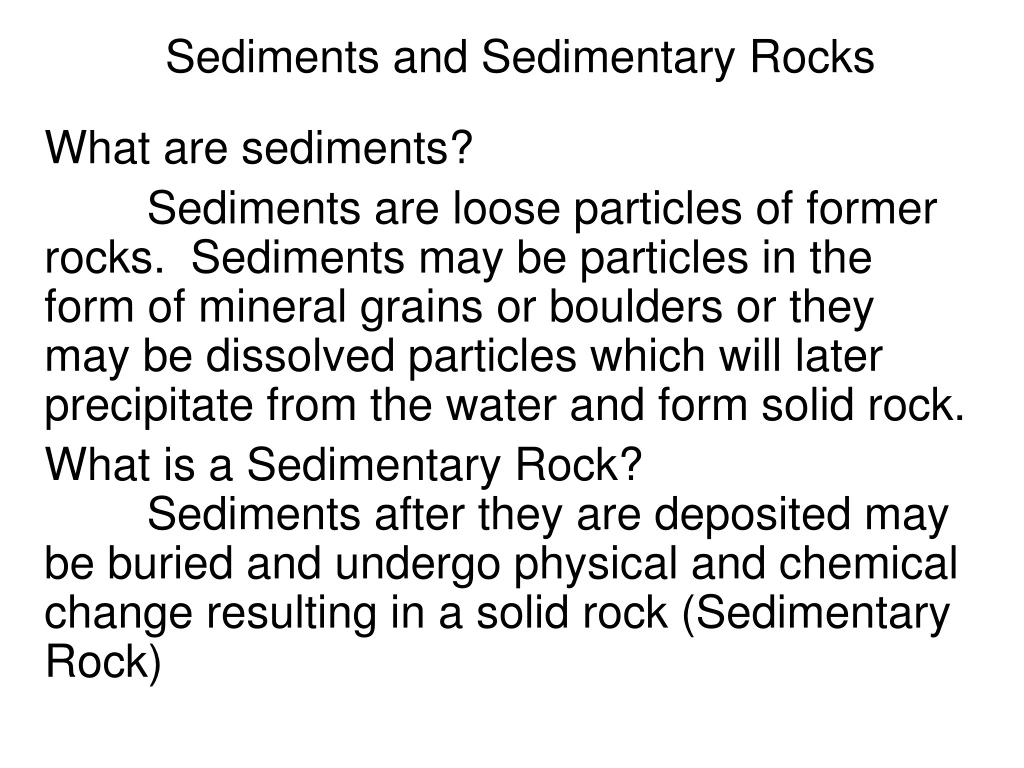 sediments and sedimentary rocks