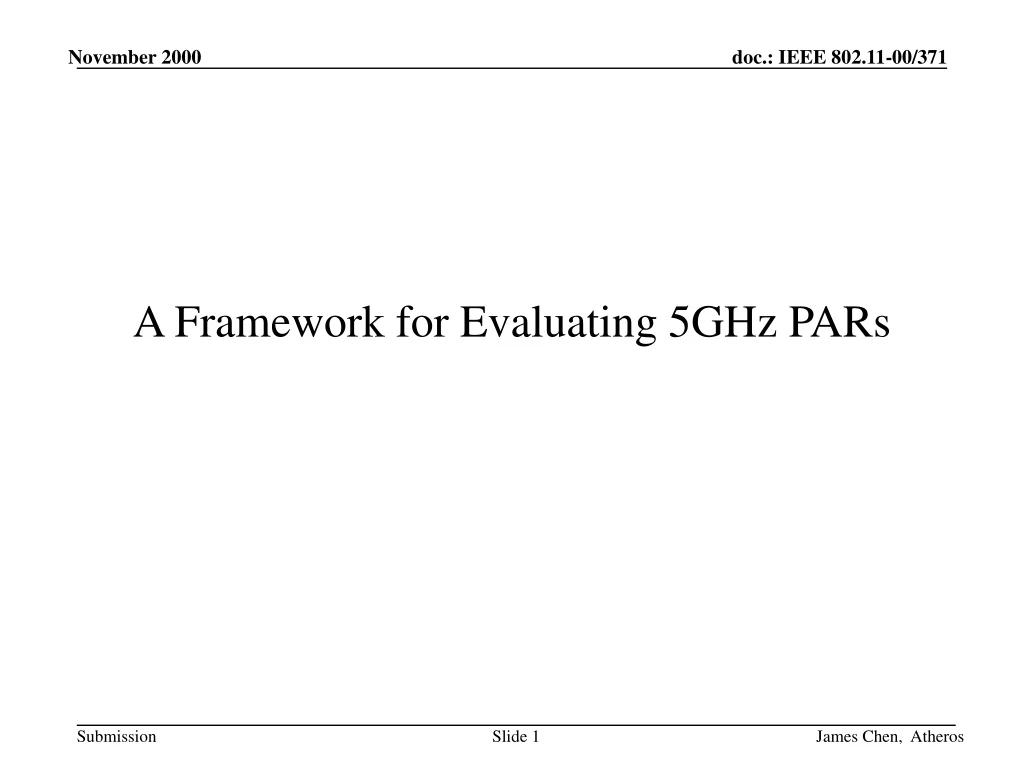 a framework for evaluating 5ghz pars