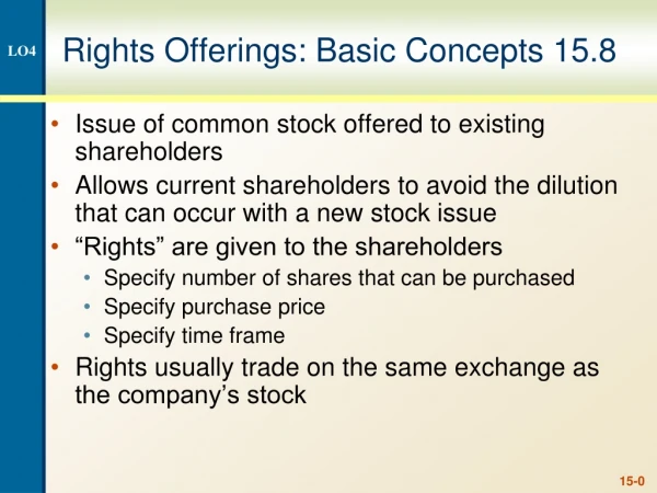 Rights Offerings: Basic Concepts 15.8