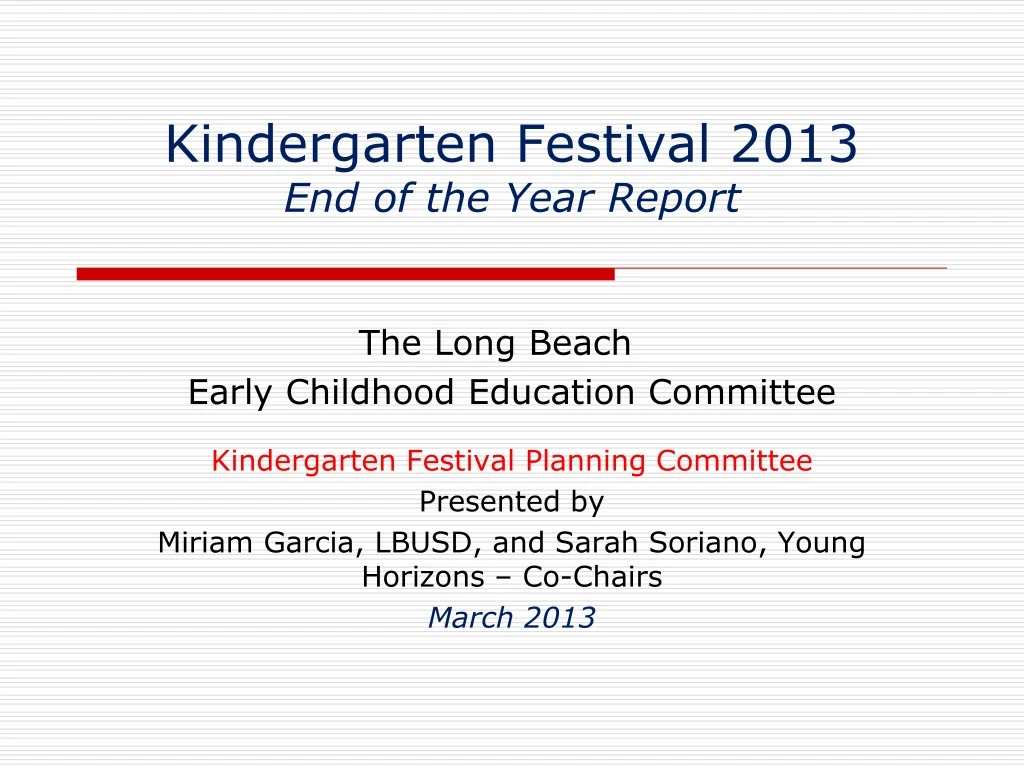 kindergarten festival 2013 end of the year report