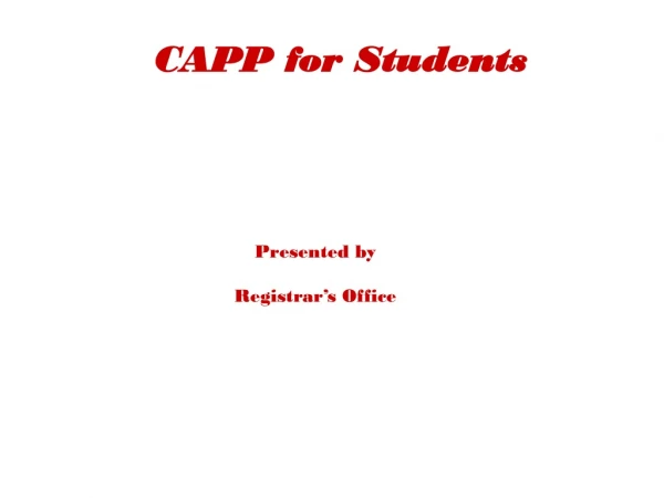 CAPP for Students