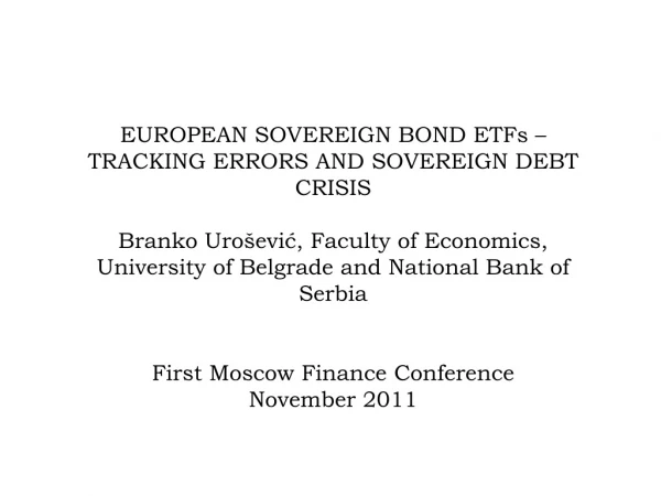 EUROPEAN SOVEREIGN BOND ETFs –  TRACKING ERRORS AND SOVEREIGN DEBT CRISIS
