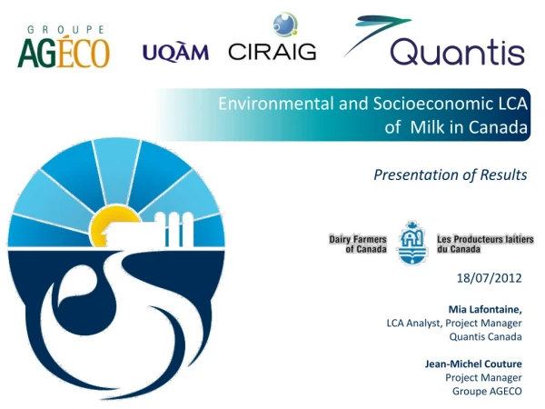 Environmental and Socioeconomic LCA  of  Milk in Canada