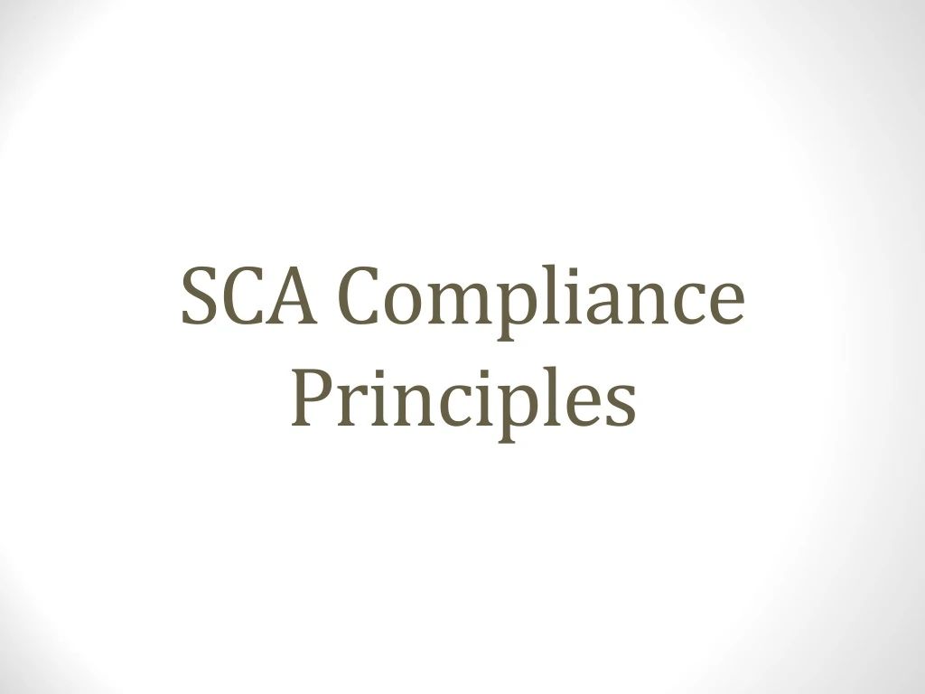 sca compliance principles
