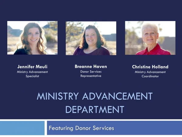 Ministry Advancement Department
