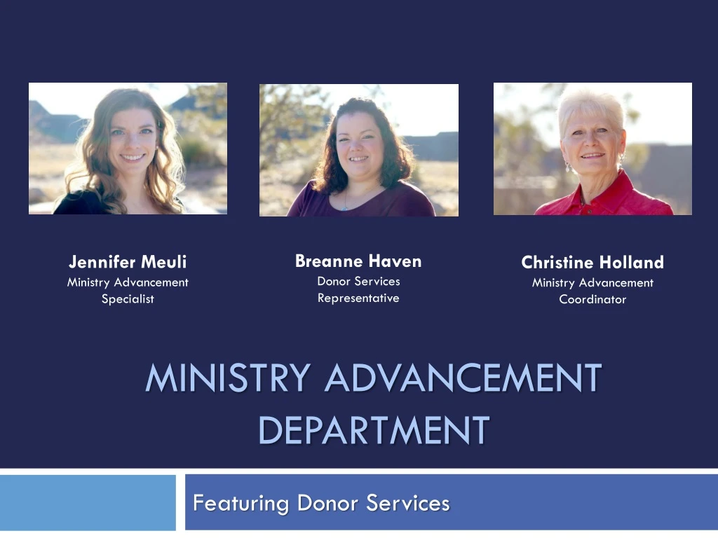 ministry advancement department