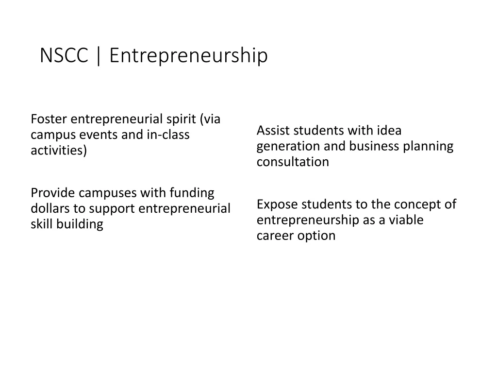 nscc entrepreneurship
