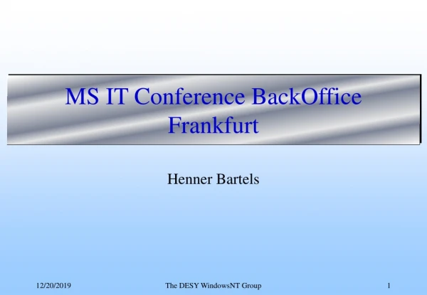 MS IT Conference BackOffice Frankfurt