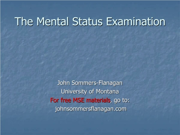 The Mental Status Examination
