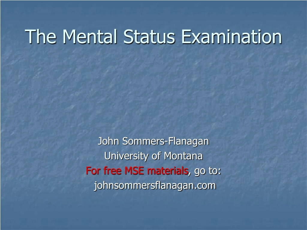 the mental status examination
