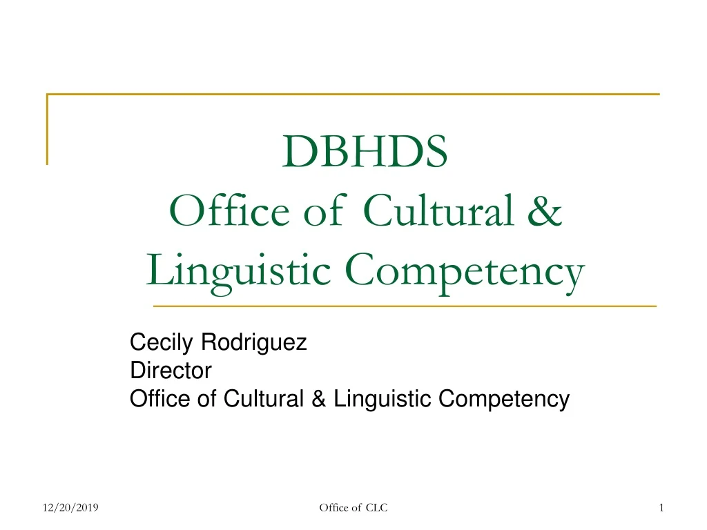 dbhds office of cultural linguistic competency