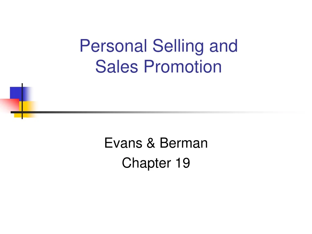 personal selling and sales promotion