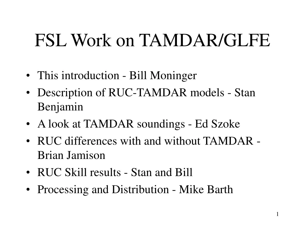 fsl work on tamdar glfe