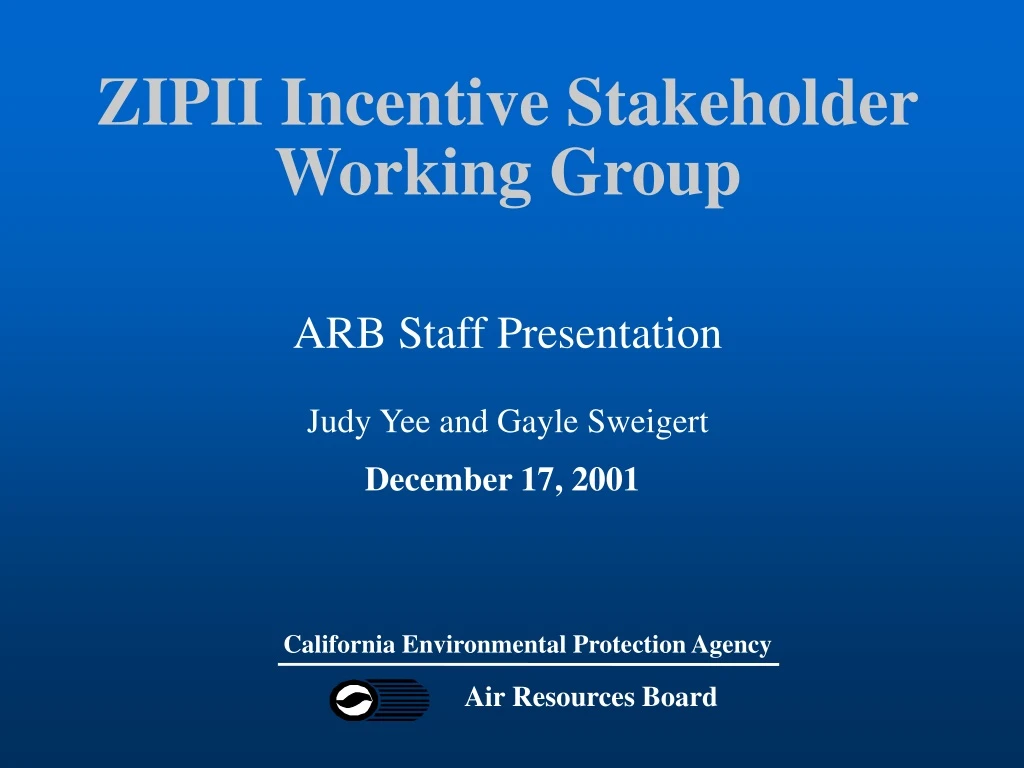 zipii incentive stakeholder working group