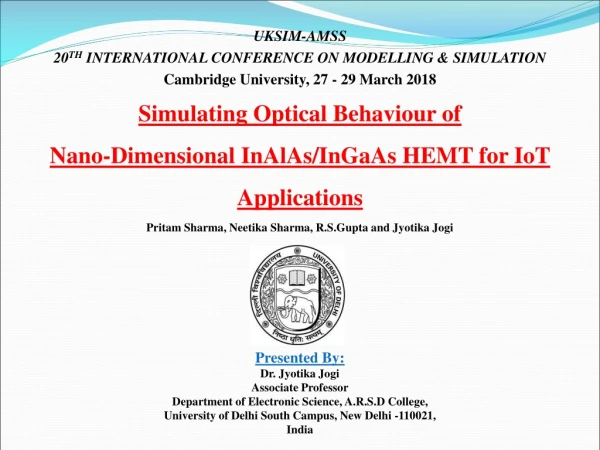 UKSIM-AMSS  20 TH  INTERNATIONAL CONFERENCE ON MODELLING &amp; SIMULATION